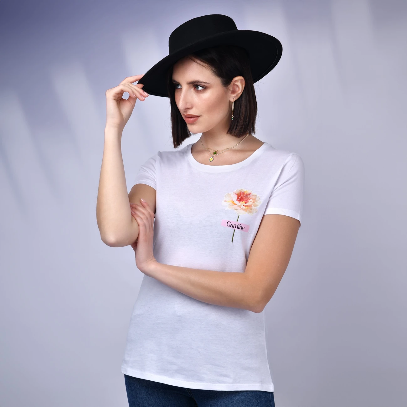 T-shirt 100% cotone organico con rosa