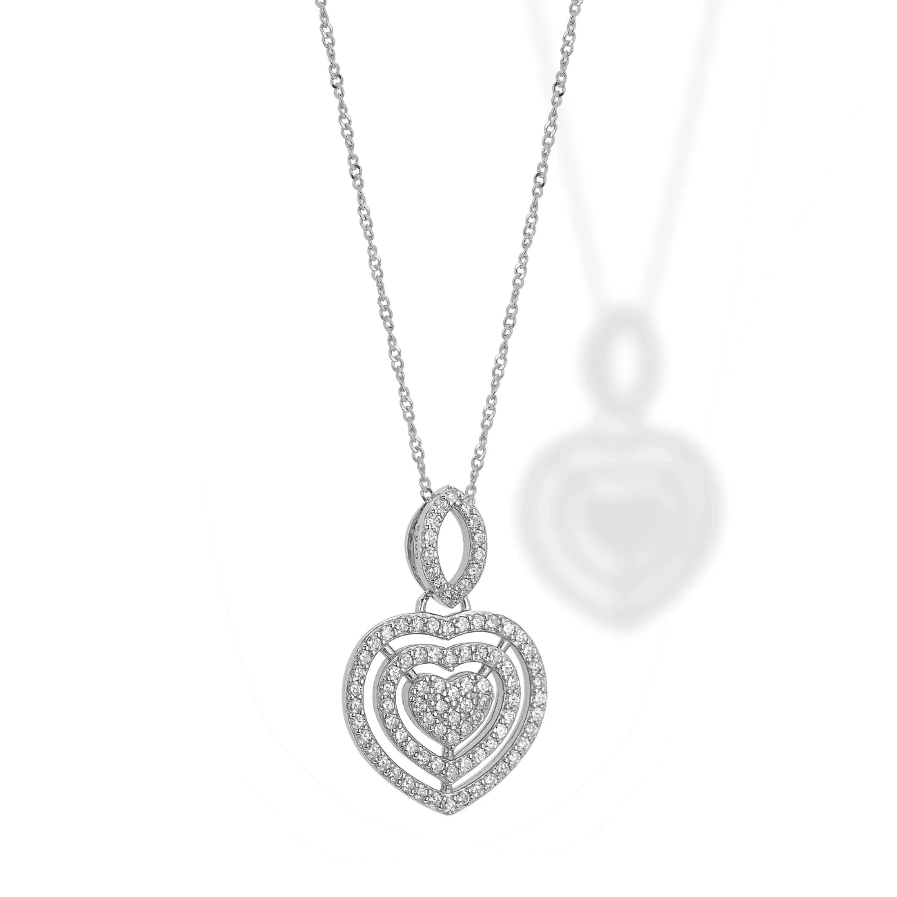 Collana in argento con Pendente Cuore Zirconi