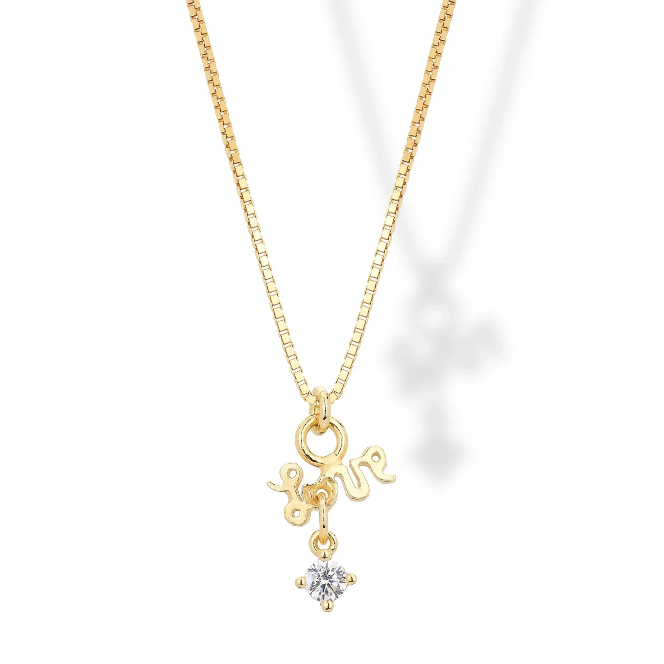 Collana in argento con Pendente Love e Zircone