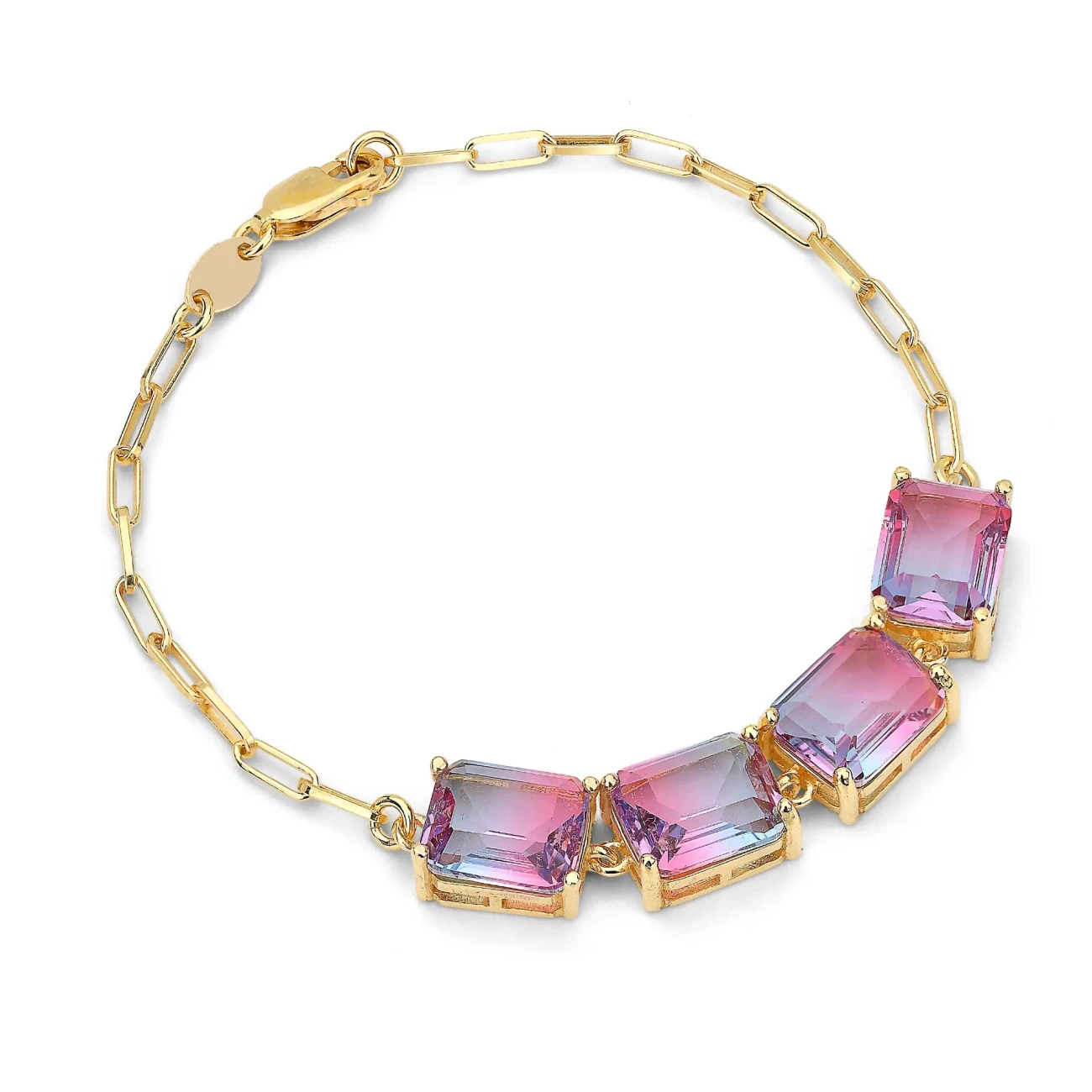 Bracciale in argento con Pendente Cristal Rosa Sfumato