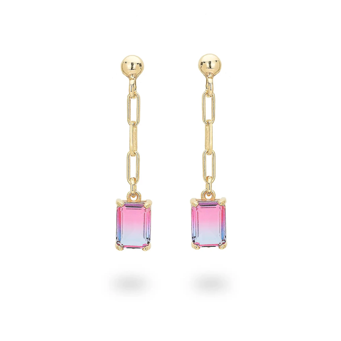 Orecchini in argento con Pendente Cristal Rosa Sfumato