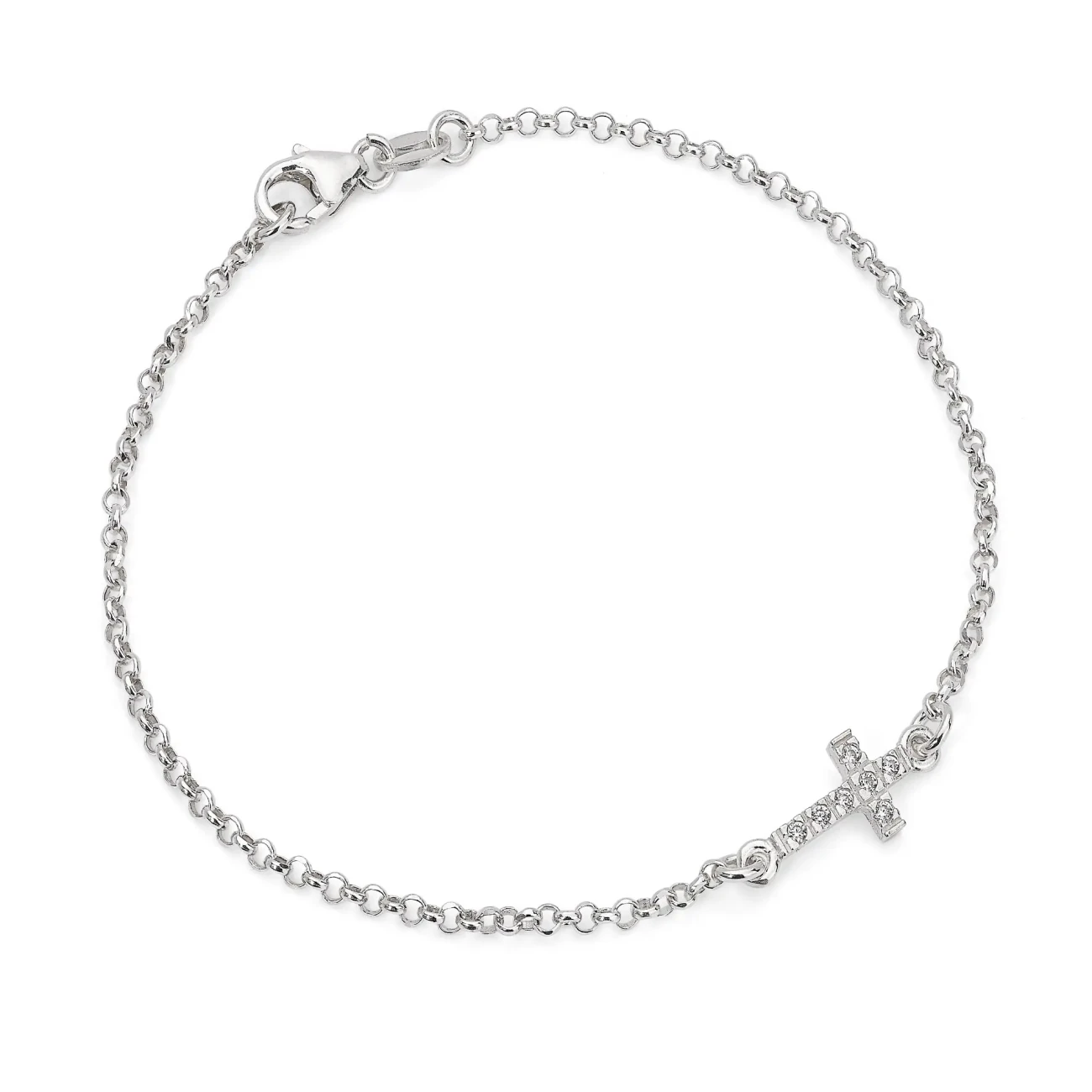 Bracciale in Argento con Elemento Croce con Zircone