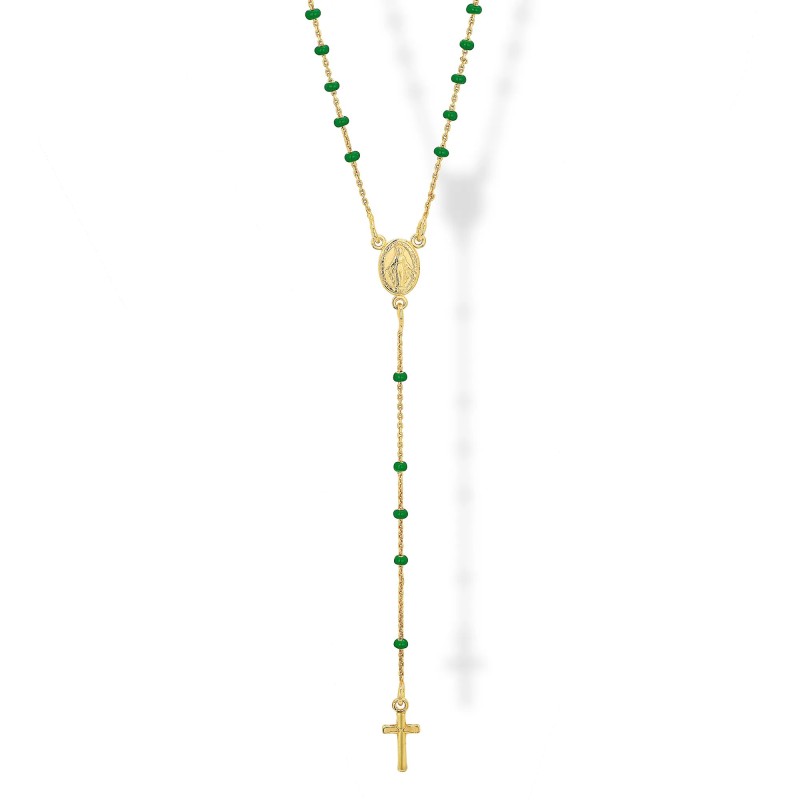 Collana Rosario in Argento smaltata Verde Brillante