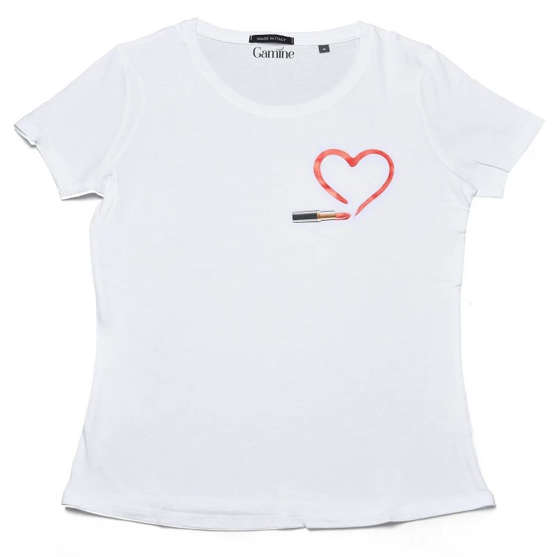 T-shirt 100% cotone organico cuore metallizzato