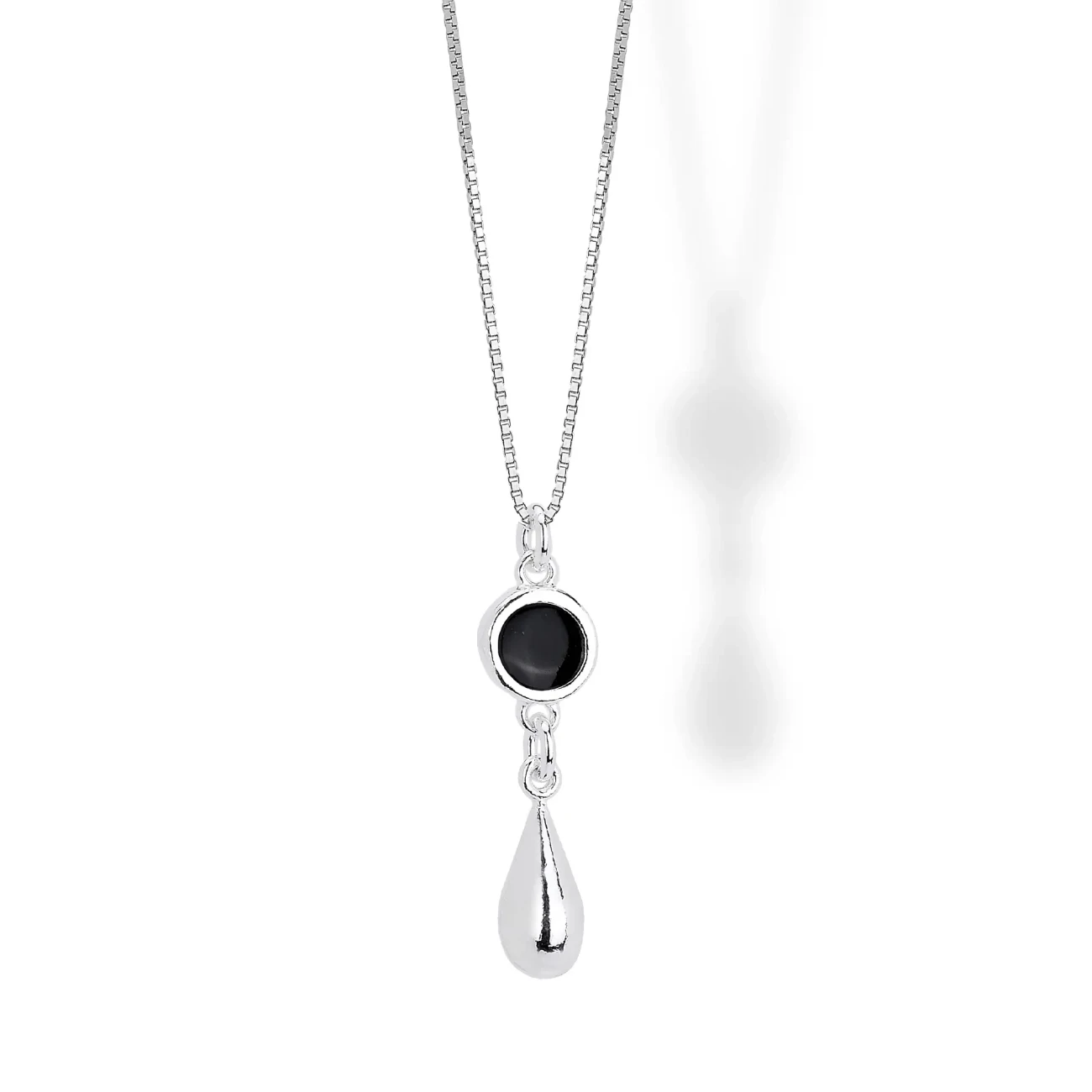 Collana in Argento con Pendente Smaltato Nero