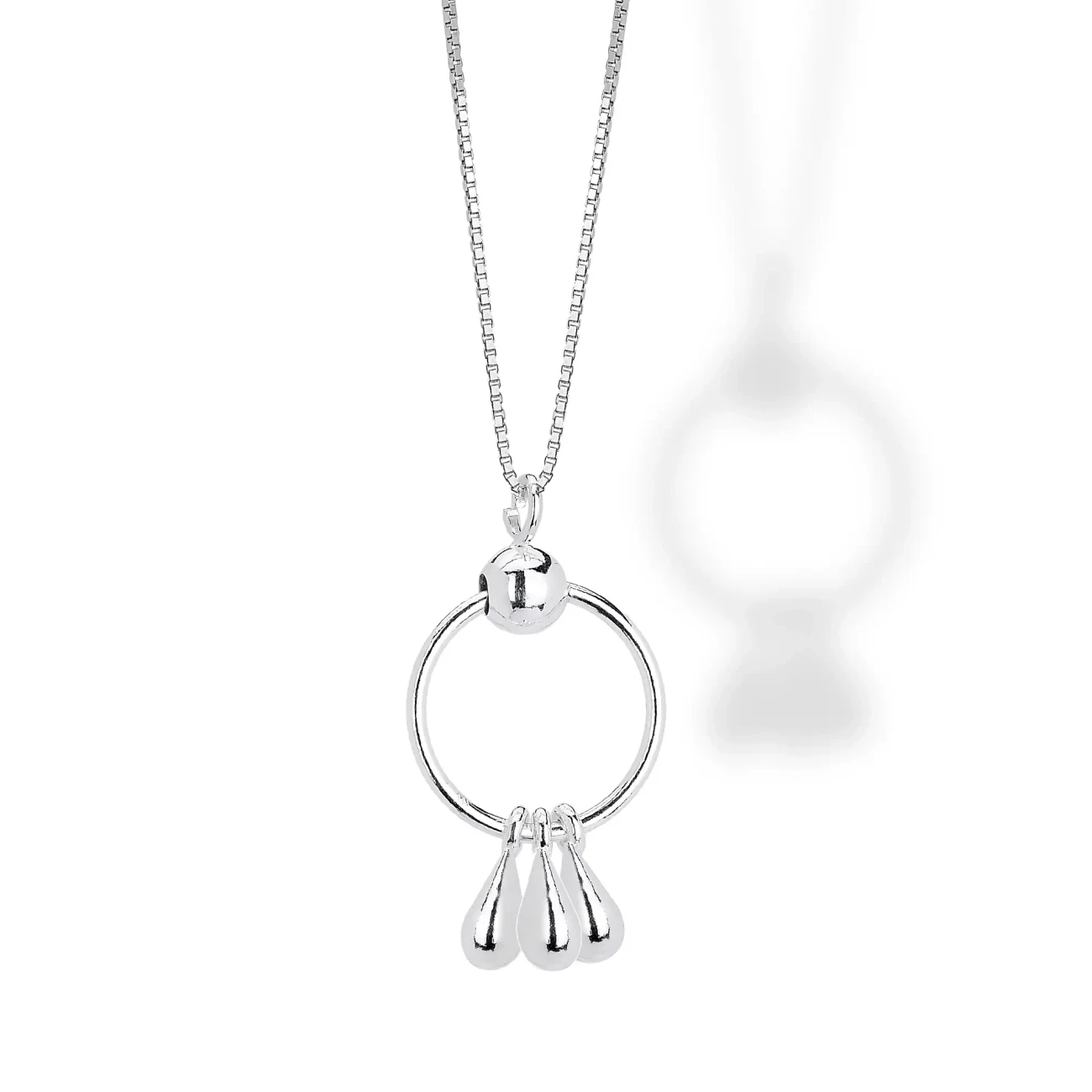 Collana in Argento con Pendente Cerchio e gocce.