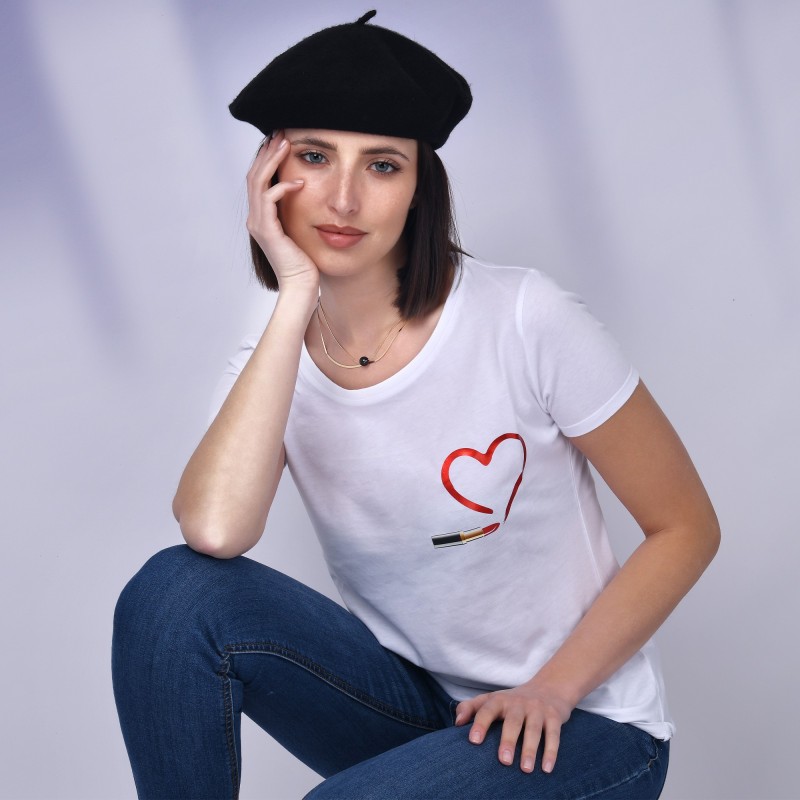 T-shirt 100% cotone organico cuore metallizzato